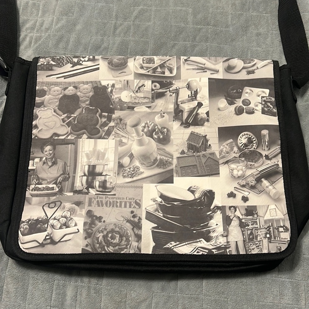 New Pampered Chef Messenger Bag with Kitchen Photo Collage